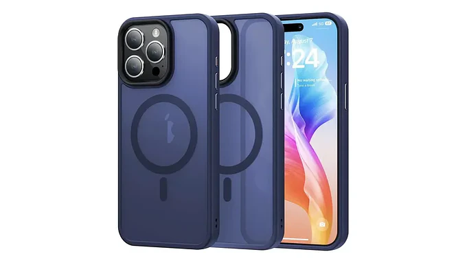 Funda Matte Magnetica Compatible Con iPhone 15 Pro Max Azul 1