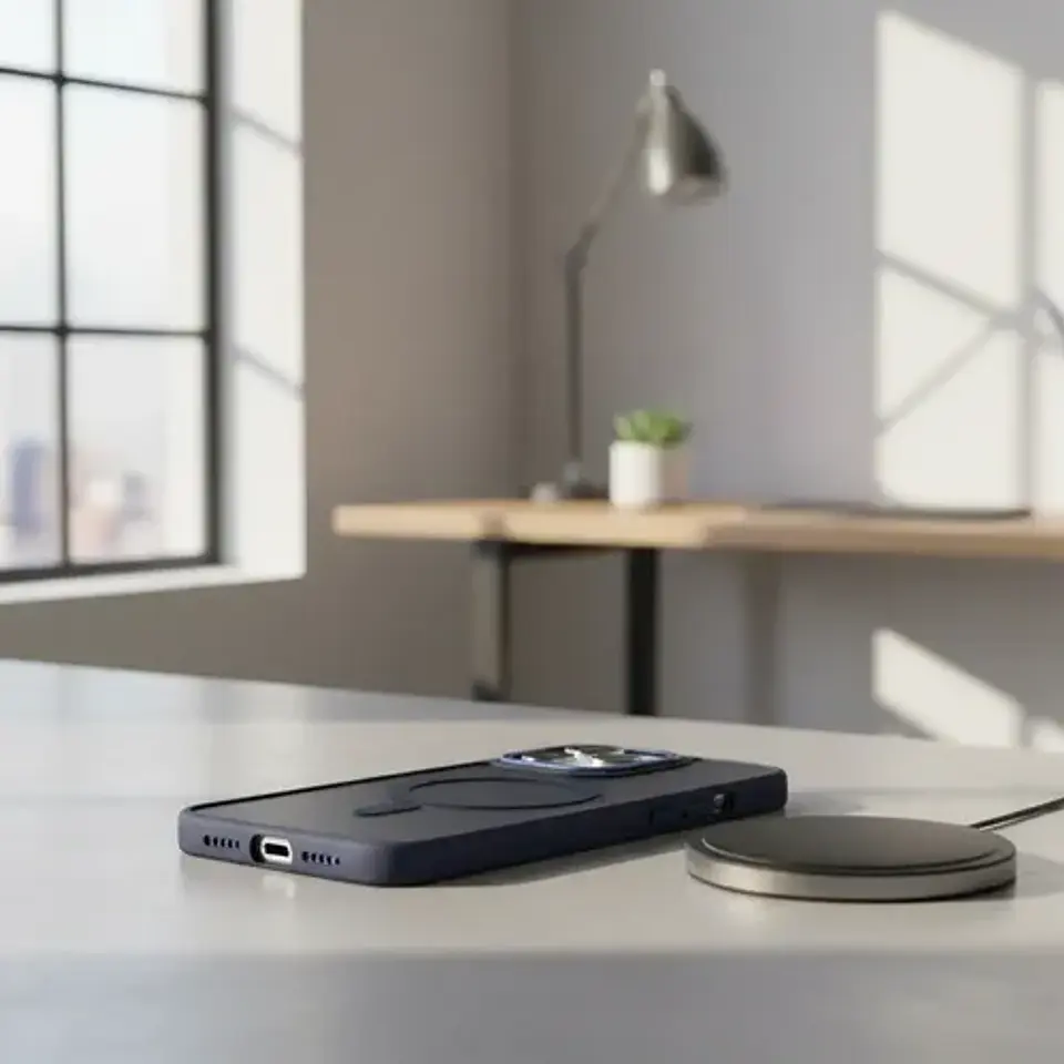 Funda Matte Magnetica Compatible Con iPhone 16 Pro Max Azul 2