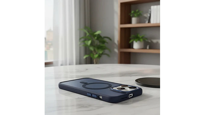 Funda Matte Magnetica Compatible Con iPhone 15 Pro Max Azul 3