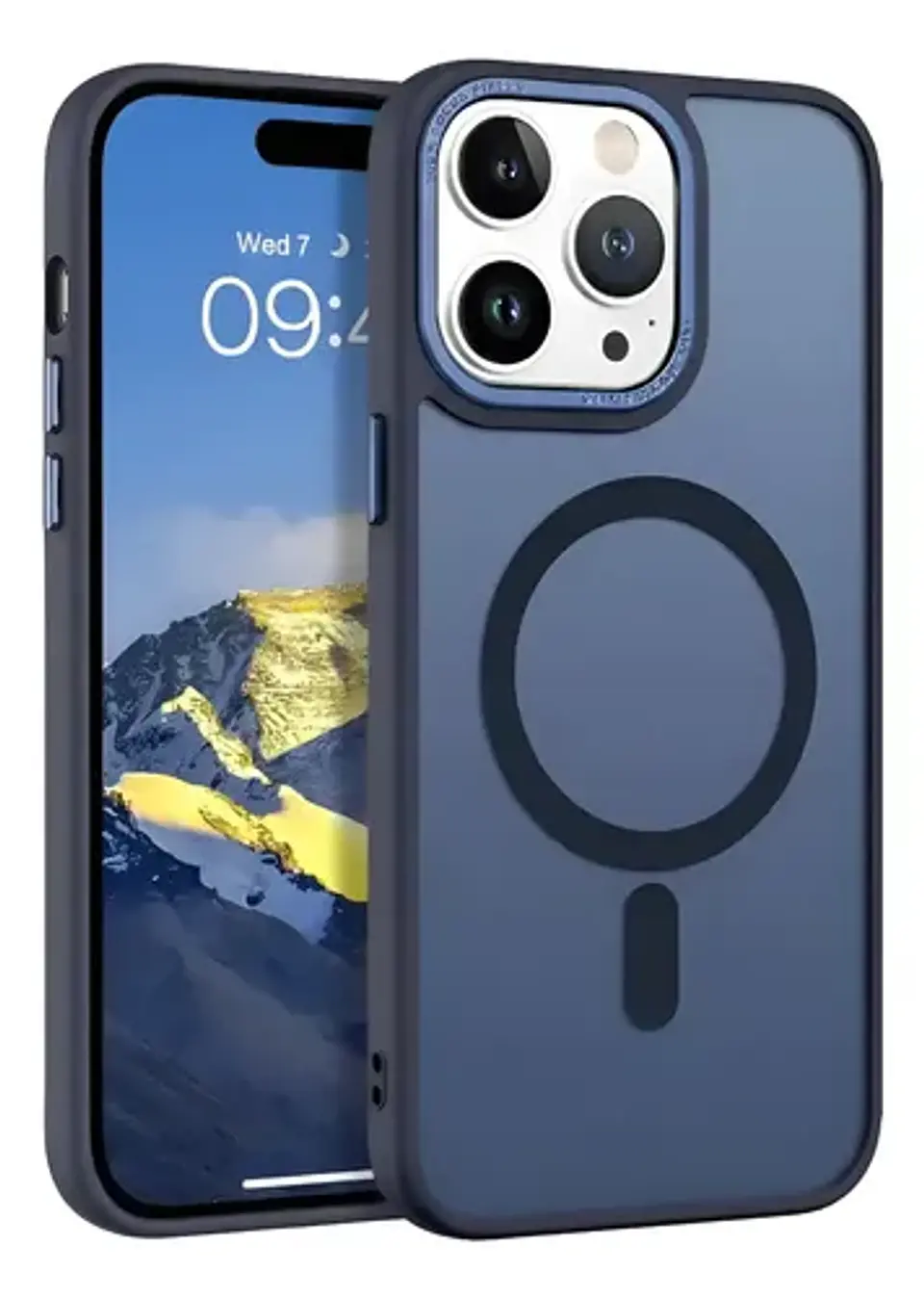 Funda Matte Magnetica Compatible Con iPhone 16 Pro Max Azul 5