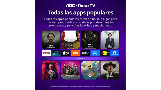 Smart Tv 43s5155 Fhd Led 43 Roku Negro 220v Aoc 5