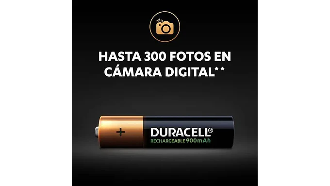 Pila Duracell Recargable Aaa, (4 Pilas De 900mah, Triple A) 2