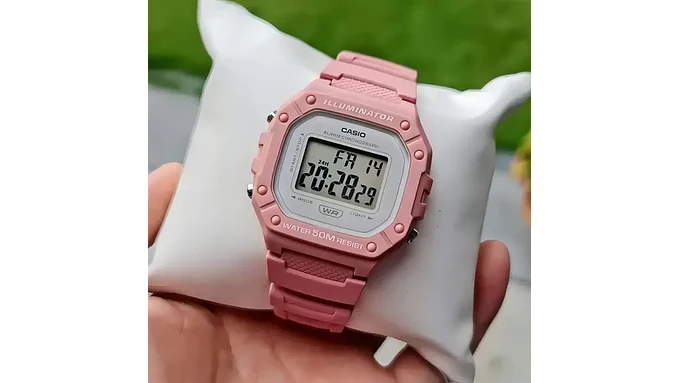 Reloj Deportivo Casio W-218hc-4av Rosa Gris 4