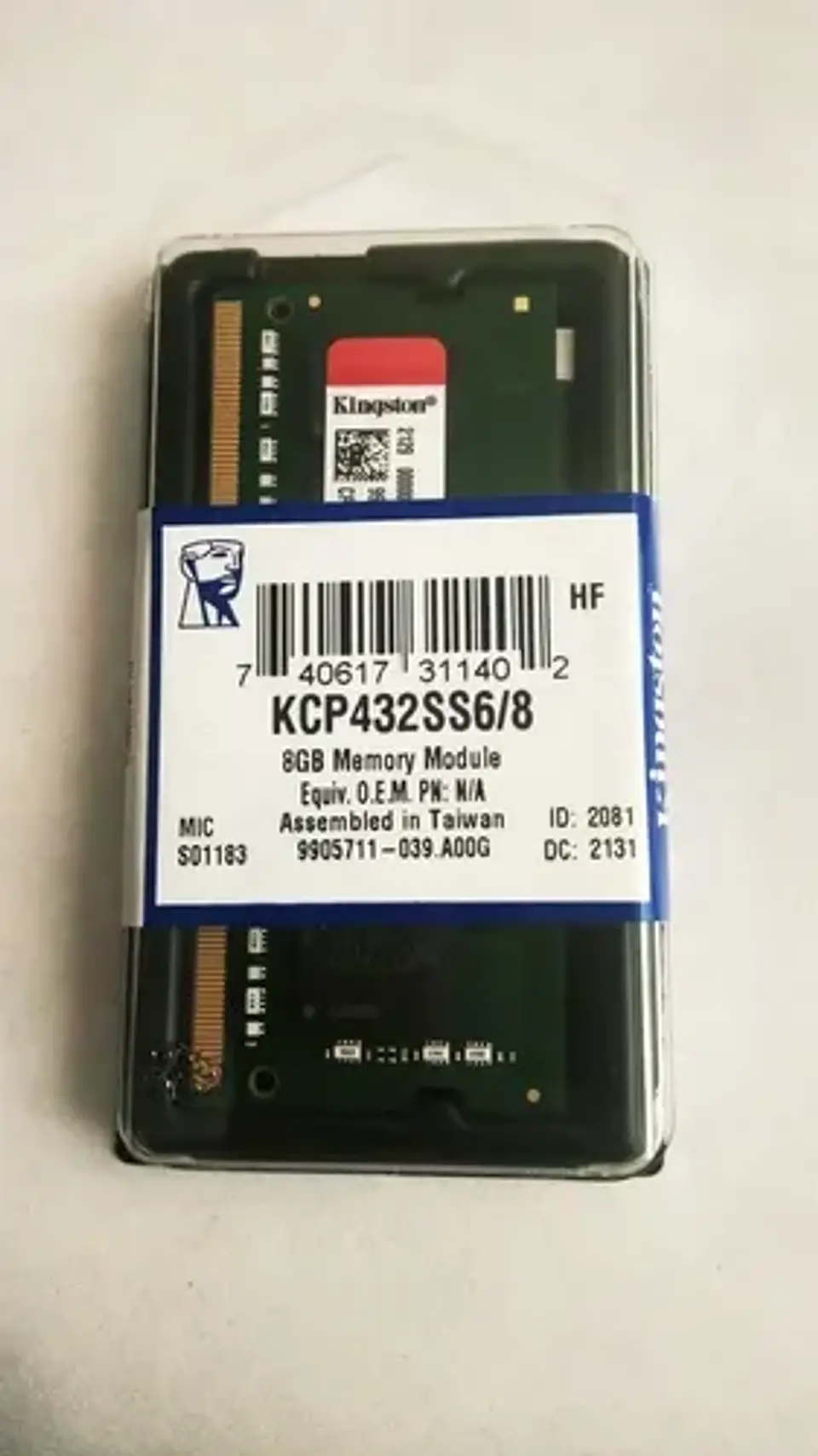 Memoria Ram Color Verde 8gb 1 Kingston Kcp432ss6/8 7