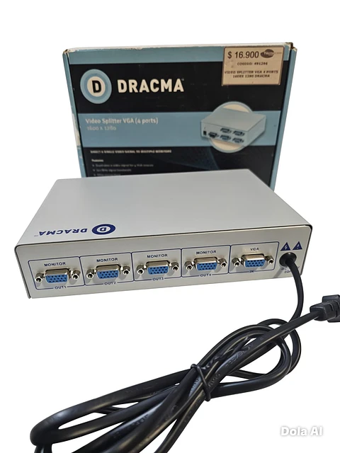 VIDEO SPLITTER VGA 4 PORTS 1600X 1280 DRACMA ( Caja deteriorada )