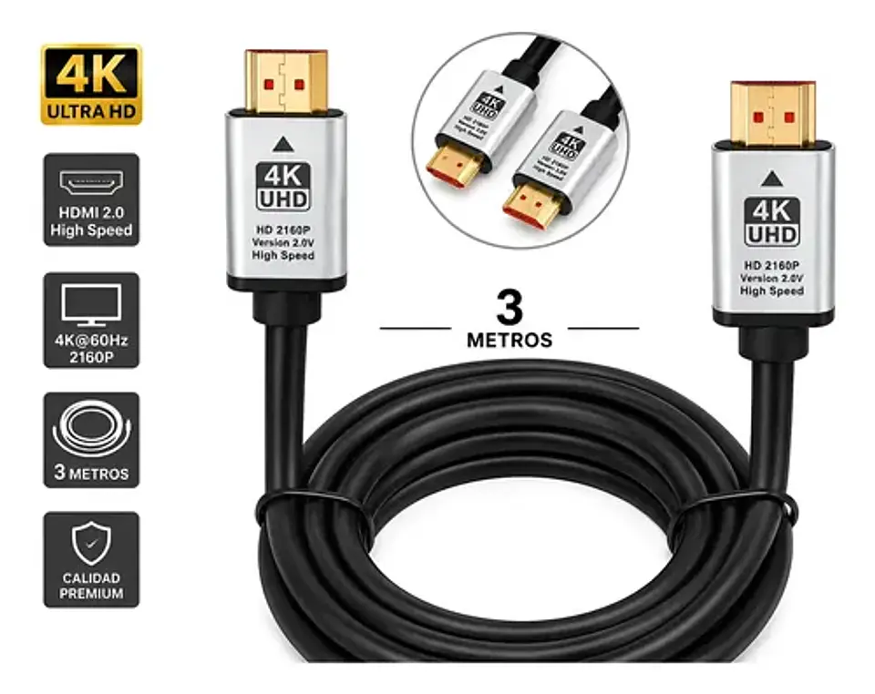 Cable Hdmi 2.1 Ultra Hd 8k 60hz / 4k 120hz 3 Metros 2