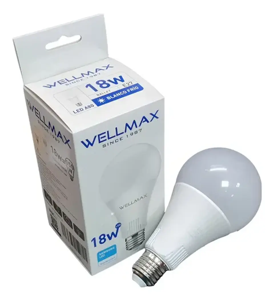 Ampolleta Led Wellmax 18w E27 1600 Lumens Luz Fría Interior 1