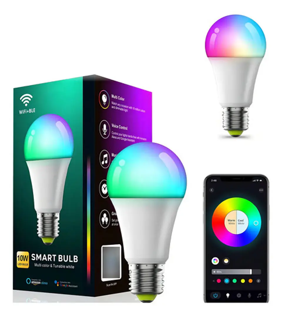 Ampolleta Inteligente Led Wifi Bluetooth App Rgb 10w 1pcs Multicolor 1