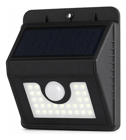 Luz Solar Led 30 Con Sensor De Movimiento 350 Lumenes Negro
