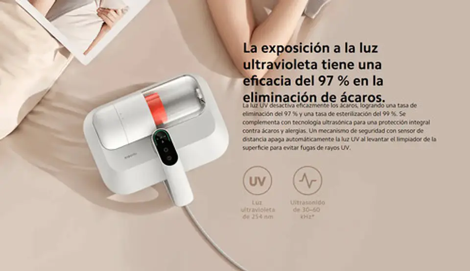 Aspiradora Xiaomi Aspiradora Para Ácaros Del Polvo 400w, Succión Ciclónica 14kpa, Uv, Ultrasónica, Calor 55°c, Eliminación 97% Ácaros, Ideal Para Colchones Y Sofás Blanco 7