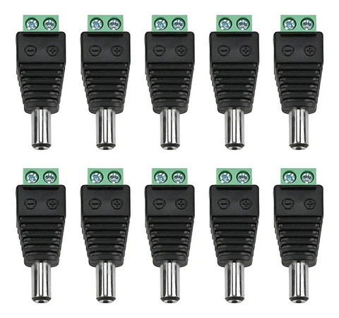 Pack Conector Macho De Poder Dc Cámaras 10 Unidades