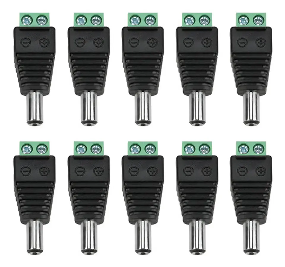 Pack Conector Macho De Poder Dc Cámaras 10 Unidades 1