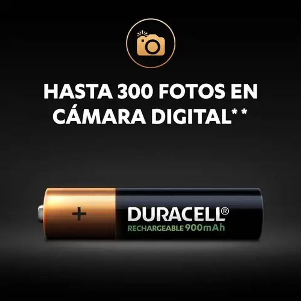 Pila Duracell Recargable Aaa, (4 Pilas De 900mah, Triple A) 2