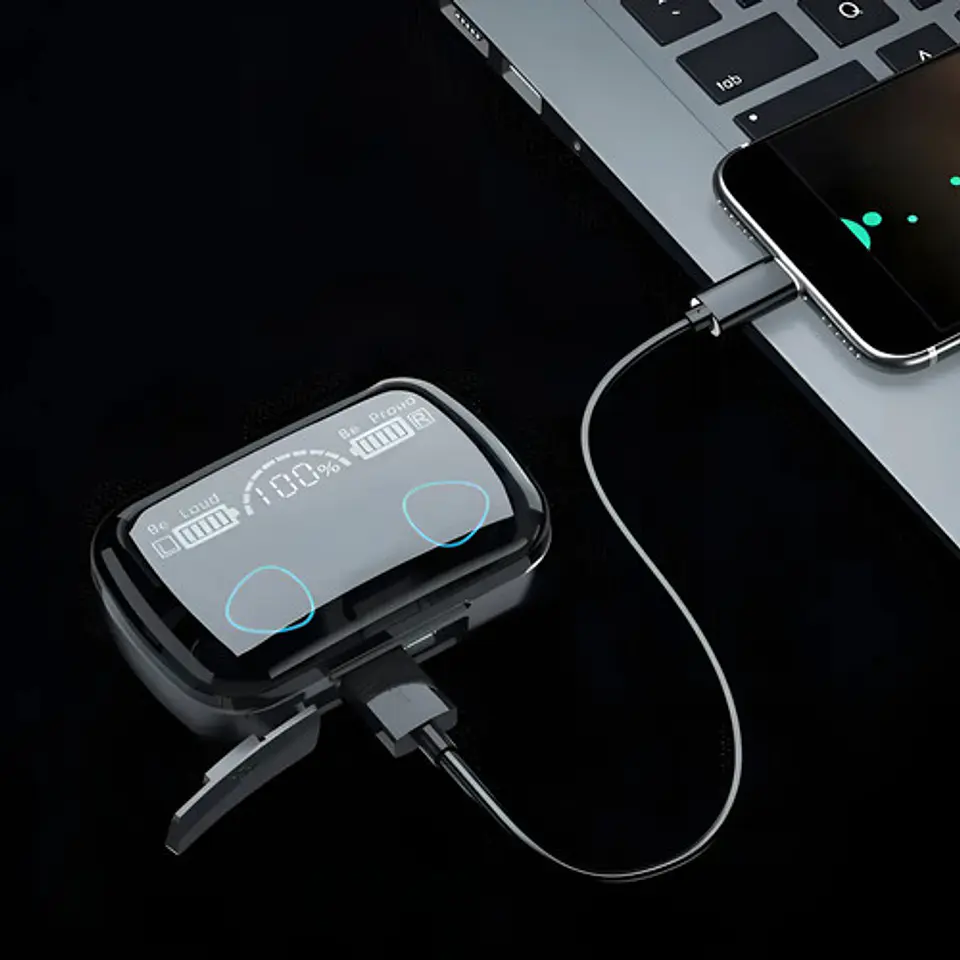 Audífonos Inalámbricos Bluetooth V5.1 M10 Powerbank 2000 Color Negro Color De La Luz Blanco 8