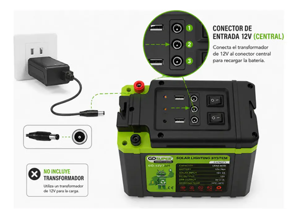 Estación De Energía Solar 84wh Recargable 2 Usb Linterna Led 6