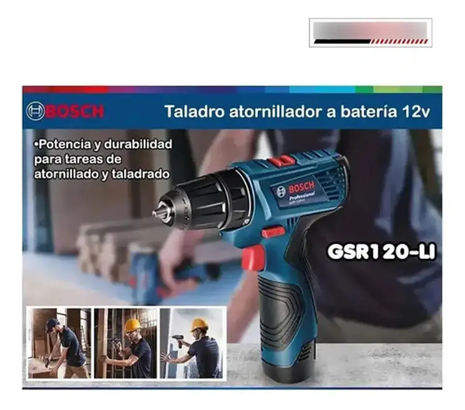 Taladro Atornillador Bosch Gsr 120-li 12v 2 Baterías Maletín 5