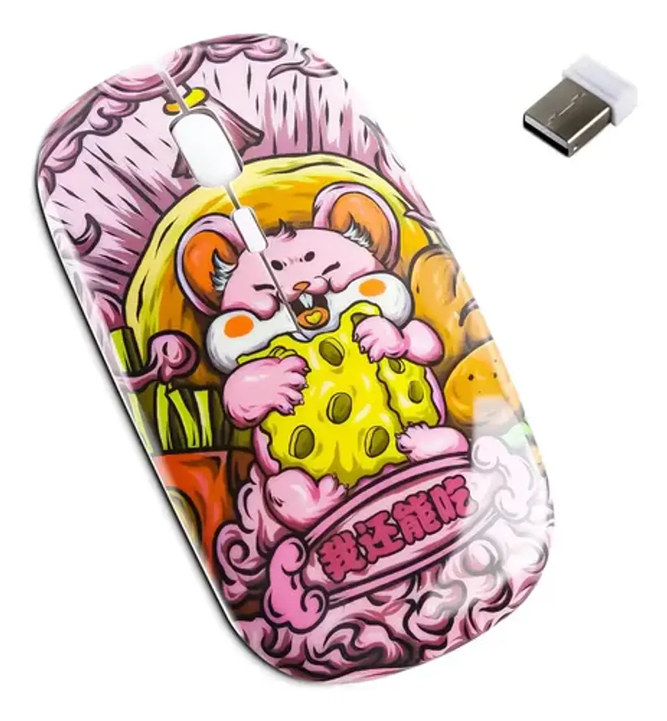 Mouse Inalámbrico Otaku Cheesy Munch Recargable Y Silencioso 2