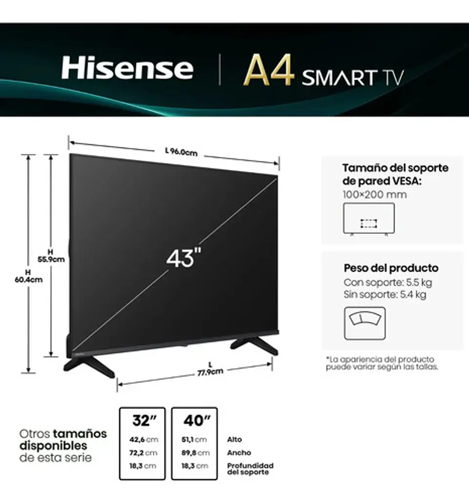 Smart Tv Hisense 43a4nv Led Full Hd 43  Vidaa Wi-fi 2