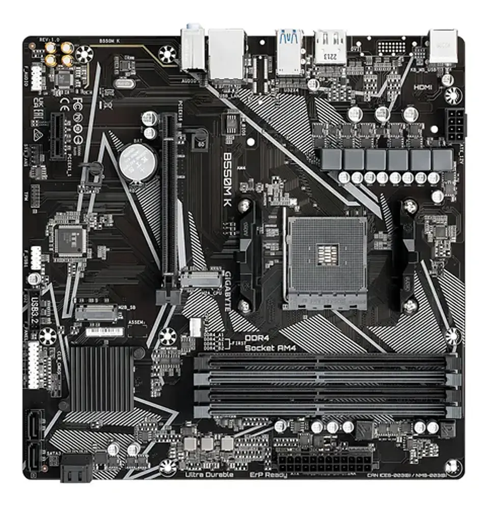 Placa Madre Gigabyte B550mk Ddr4 Am4 Formato Micro Atx Color 5