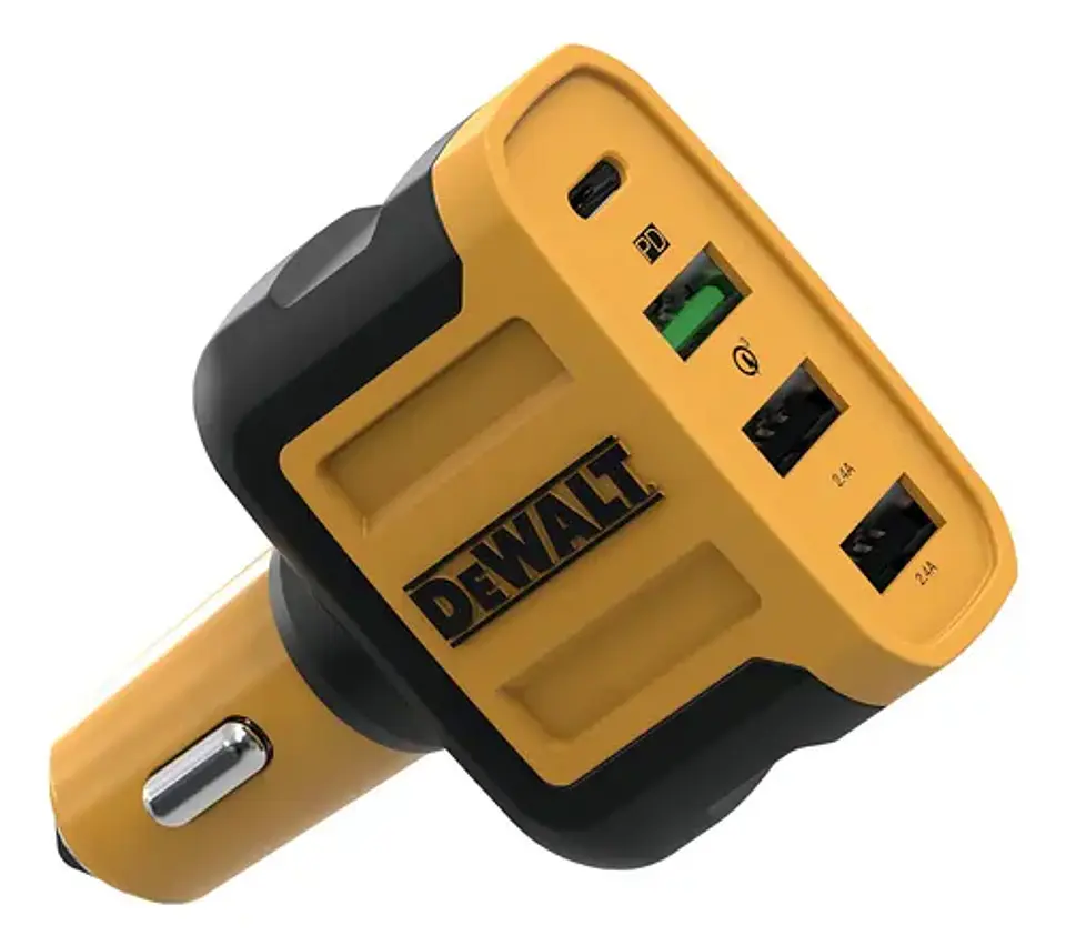 Dewalt Cargador De Carro Usb C De 60 W Y 4 Puertos Compatible Con iPhone 15 - Samsung Para Encendedor De Cigarrillos Amarillo 1