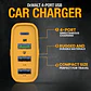 Dewalt Cargador De Carro Usb C De 60 W Y 4 Puertos Compatible Con iPhone 15 - Samsung Para Encendedor De Cigarrillos Amarillo - Miniatura 2
