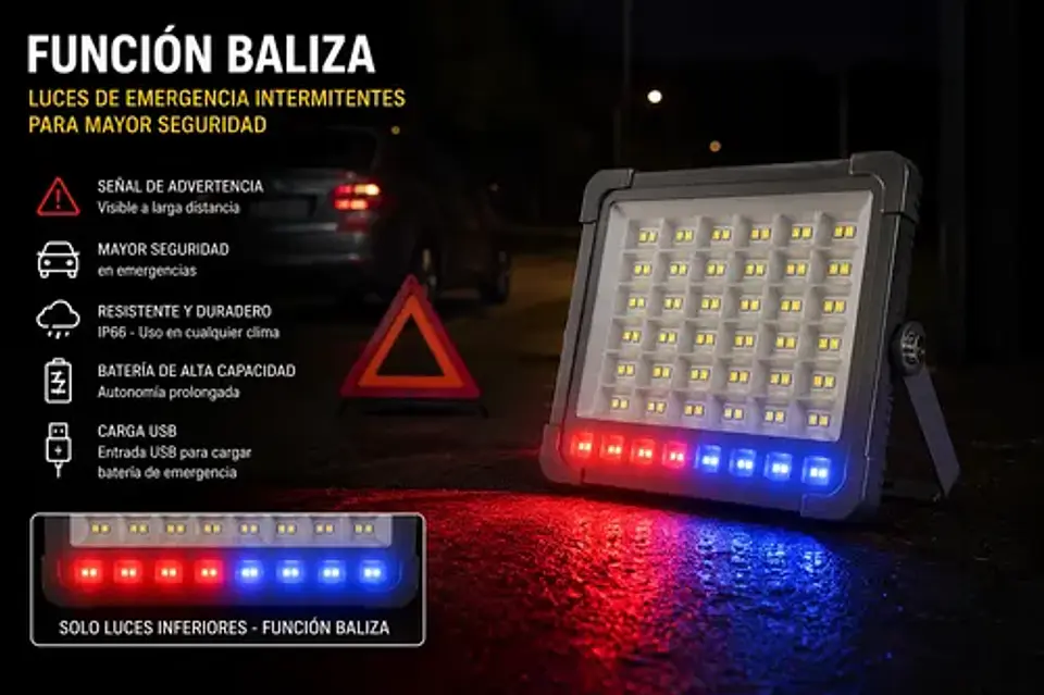 Foco Led Solar Emergencia Led Usb 1500w Ip66 5 Modos Gris 9