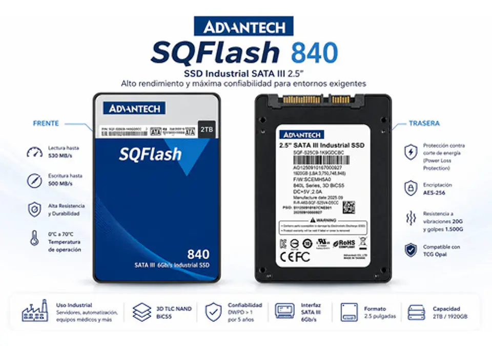 Ssd Advantech 2tb Sata Iii 2.5  Tlc 3d Sqflash 3