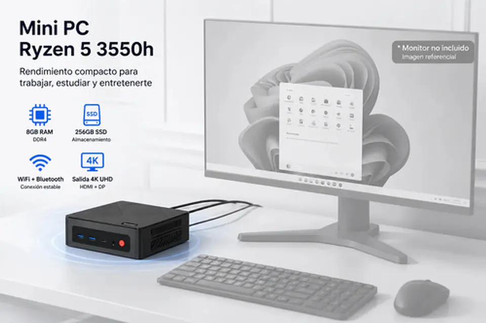 Mini Pc Computador Ryzen 5 3550h 8gb 256gb Ssd Wifi Bt 4k 4