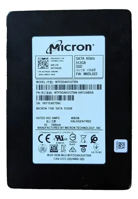 Ssd Micron 512gb Sata Iii 2.5 Pulgadas Oem Mtfddak512tbn "Reacondicionado"