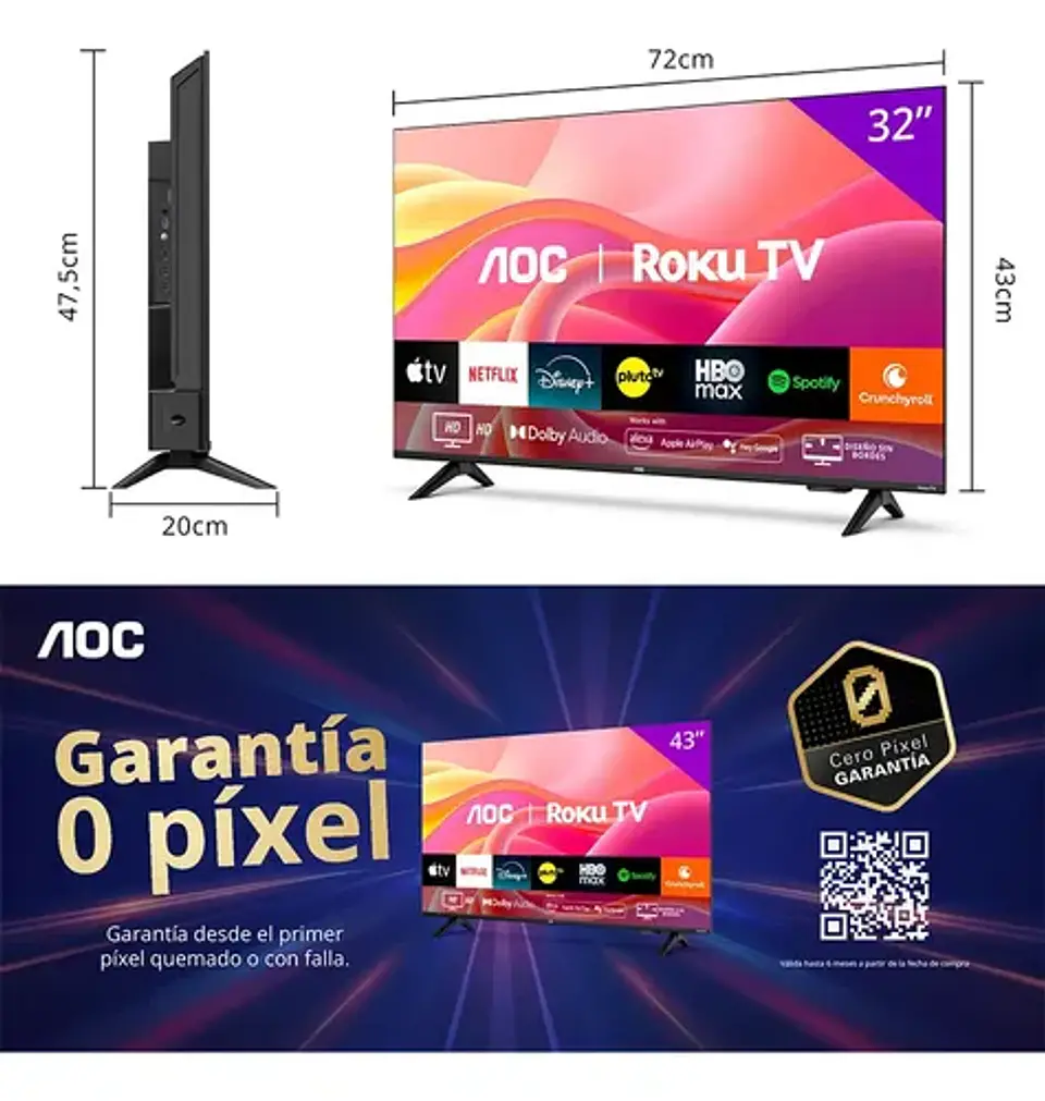 Smart Tv Aoc 32  Hd Led Roku Tv Wifi 32s5155 4