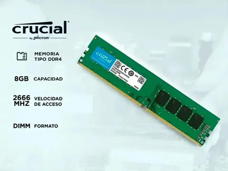 Memoria Ram Crucial 8gb Ddr4 2666mhz Udimm Pc4-21300 Oem 8
