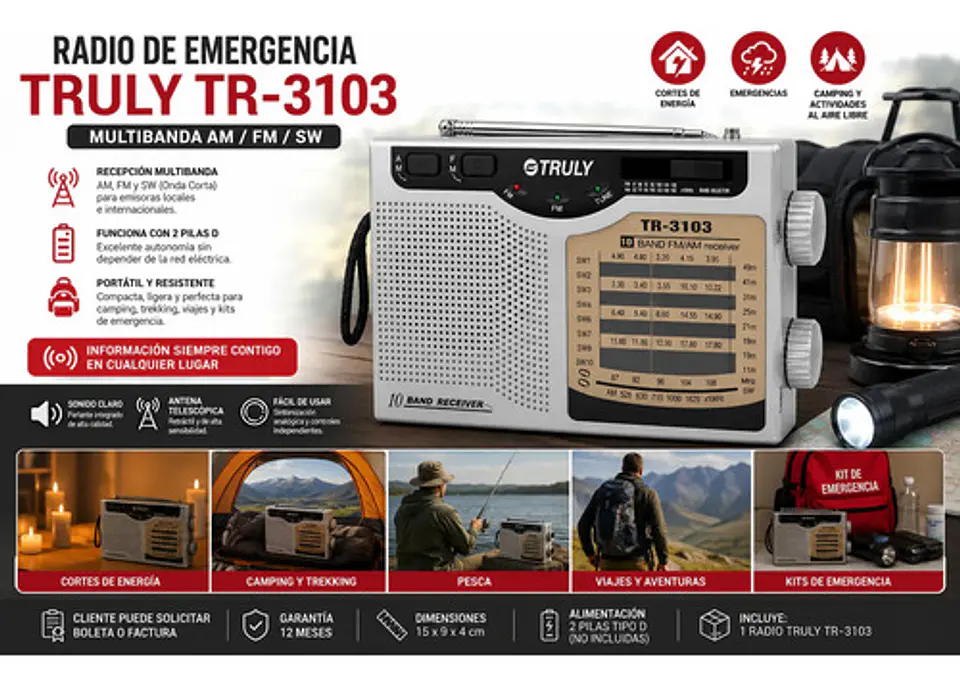 Radio Emergencia Multibanda Truly Tr-3103am/fm/sw 2 A Pilasd 5