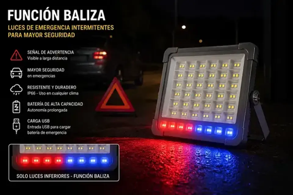 Pack 3 Foco Led Solar Emergencia Led Usb 1500w Ip66 5 Modos Gris Oscuro 9