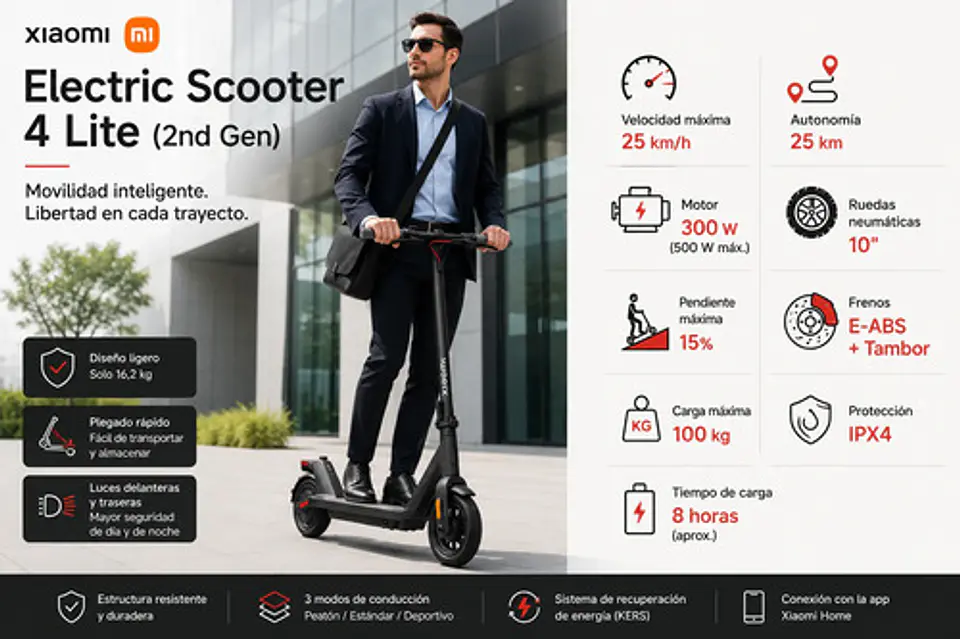 Scooter Eléctrico Xiaomi 4 Lite 2da Generación Color Negro 8