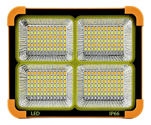Foco Led Solar 100w 10000 Lm Ip66 Luz Emergencia Recargable Naranja