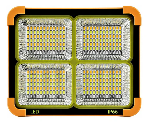 Foco Led Solar 100w 10000 Lm Ip66 Luz Emergencia Recargable Naranja