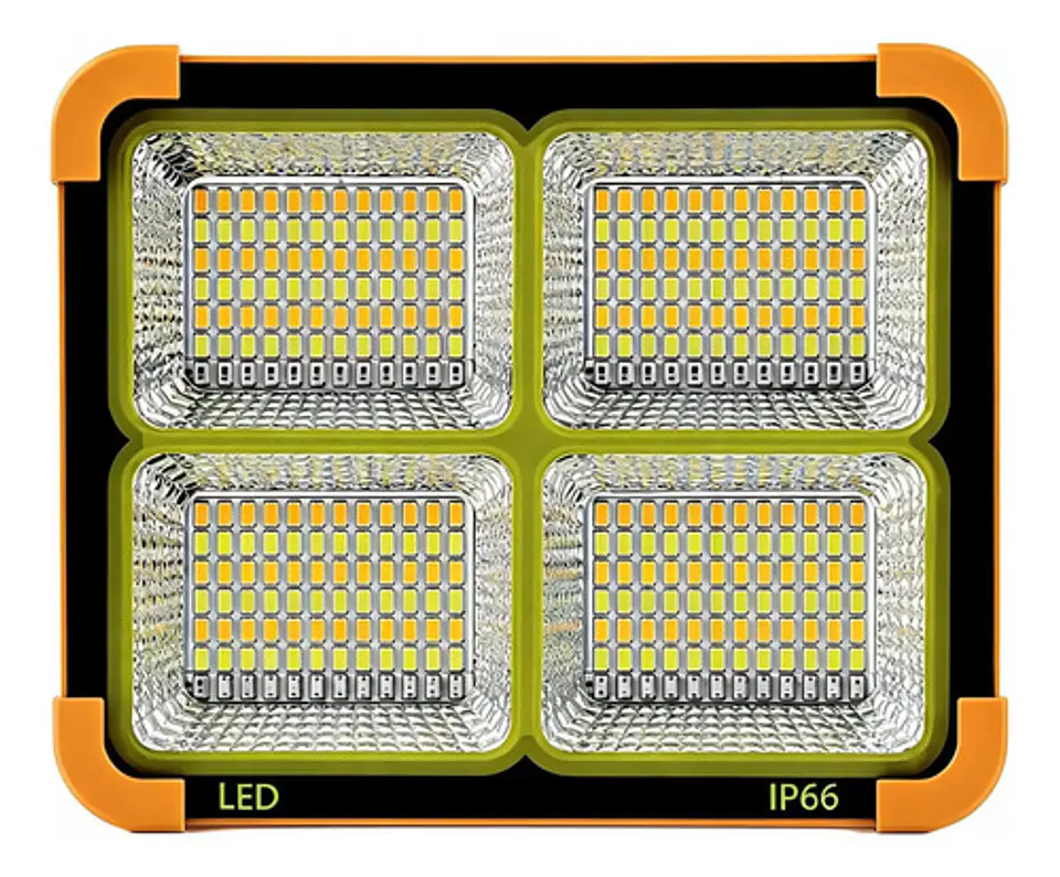 Foco Led Solar 100w 10000 Lm Ip66 Luz Emergencia Recargable Naranja 1