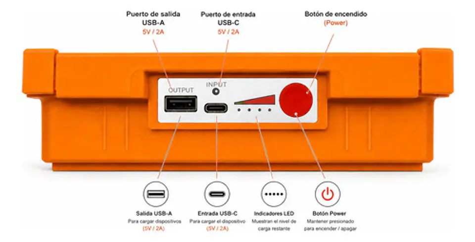 Foco Led Solar 100w 10000 Lm Ip66 Luz Emergencia Recargable Naranja 5