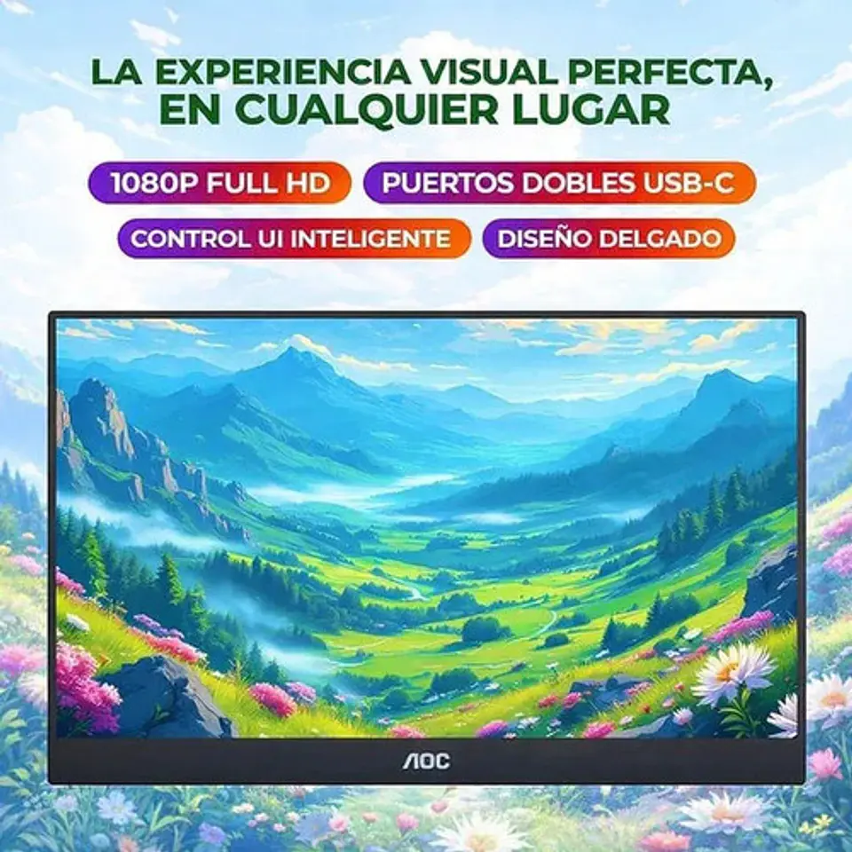 Monitor Aoc Con Pantalla De 15.6  60hz Y Resolución Full Hd Negro 5