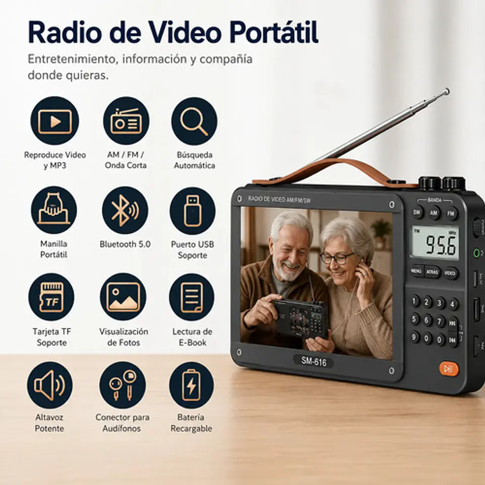 Radio De Video De Pelicula Am Fm Con Pantalla De 720p De 7 P Gris Oscuro 4