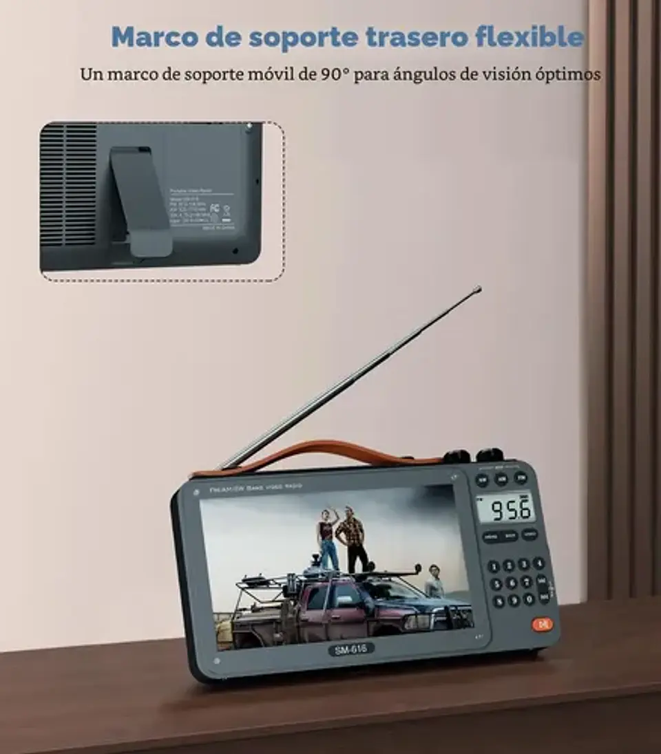 Radio De Video De Pelicula Am Fm Con Pantalla De 720p De 7 P Gris Oscuro 5