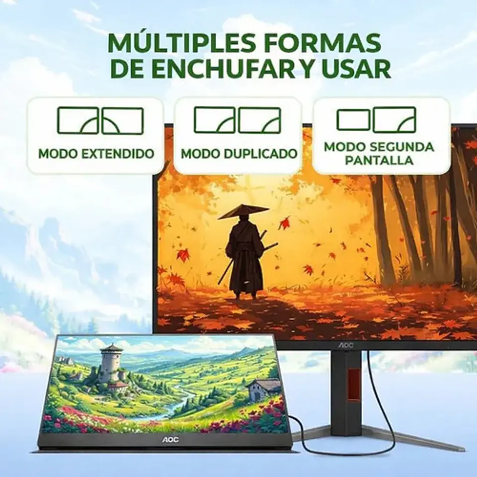 Monitor Portátil Aoc 16t20 16  Full Hd Ips Usb-c Mini Hdmi 2
