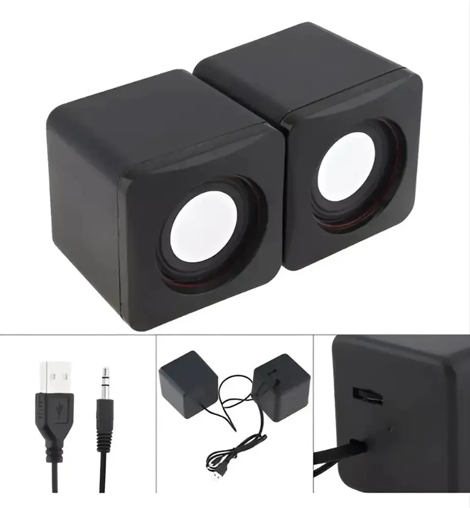 Parlante Pctronix De Escritorio Cubo 2.0 Negro Usb 1