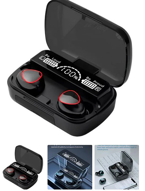Audífonos Inalámbricos Bluetooth V5.1 M10 Powerbank 2000 Color Negro Color De La Luz Blanco