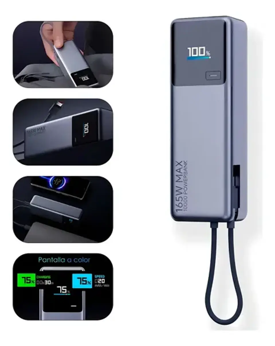Xiaomi 165w Power Bank 10000mah Super Fast Charger Con Cable Compatiblecon Macbook Y Más Plateado 7