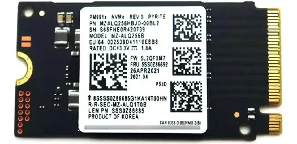 Disco Ssd Samsung Pm991 256gb M.2 2260 Nvme  Mz-alq2560 1