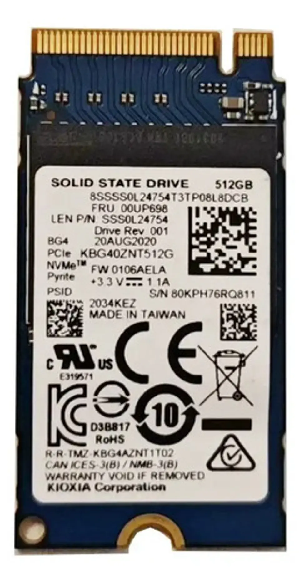Ssd Toshiba Kioxia Bg4 De 512 Gb M.2 2242 Nvme Azul 1