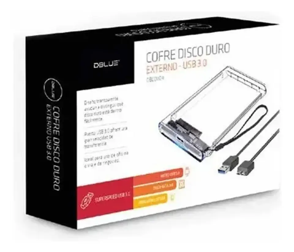 Cofre Transparente Disco Duro Externo Sata 3.0 Dblue 3