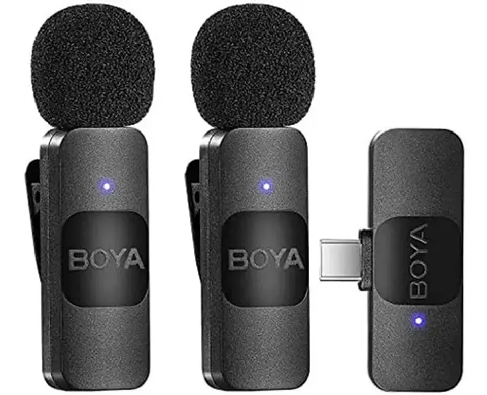 Kit 2 Microfonos Inalambricos 2.4ghz Usb Tipo C Boya By-v20 Color Negro 1