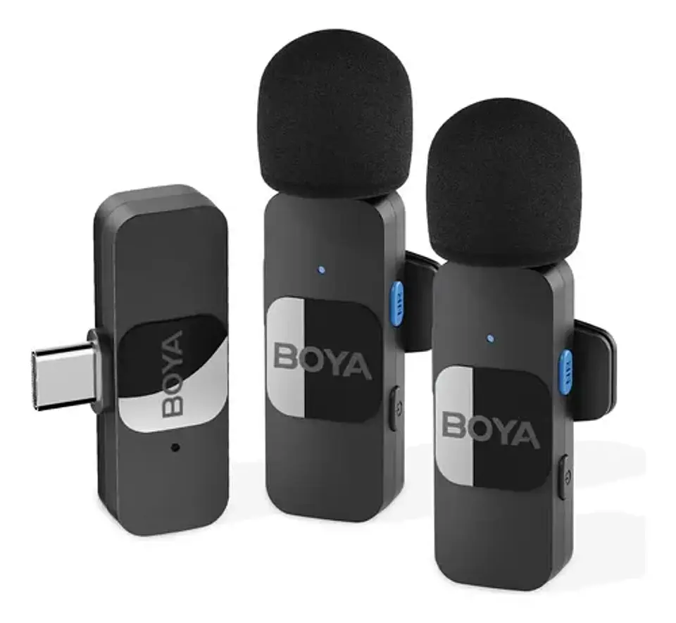 Kit 2 Microfonos Inalambricos 2.4ghz Usb Tipo C Boya By-v20 Color Negro 4
